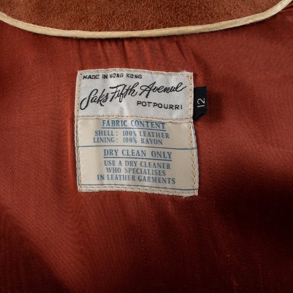 Vintage 70s SM Saks Suede Leather Jacket Coat Rust - Picture 9 of 10
